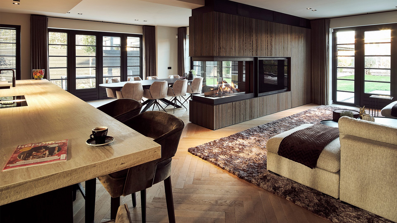 Roomdivider met haard Kalfire