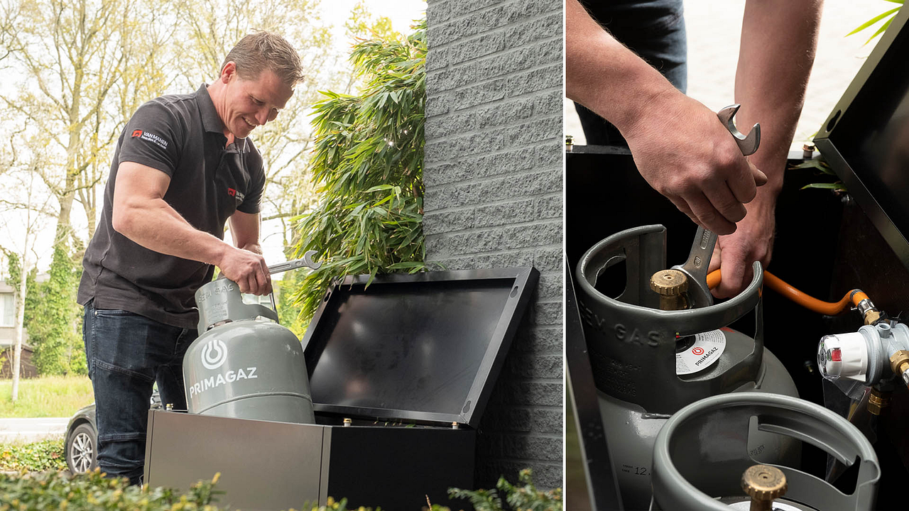 Gashaard binnen op gasfles