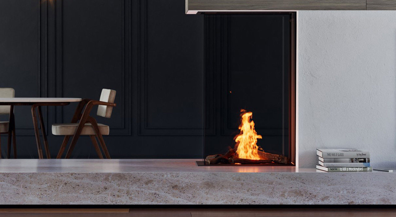 Roomdivider Element4 Sky bio-ethanol haard. 