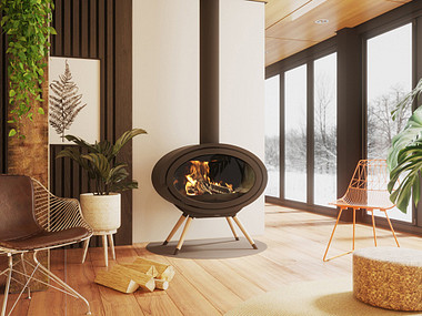 Dik Geurts Oval Front Legs Houtkachel